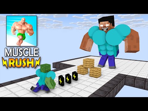 Monsters & Herobrine: MUSCLE RUSH RUN CHALLENGE 2 - Minecraft Animation