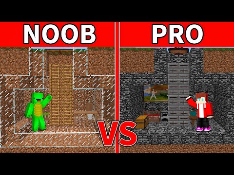 Mikey's GLASS BUNKER Vs JJ's BEDROCK BUNKER: NOOB Vs PRO In Minecraft - Maizen