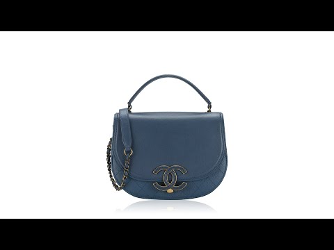 Chanel Shiny Calfskin Goatskin Small Coco Curve Flap Messenger Navy