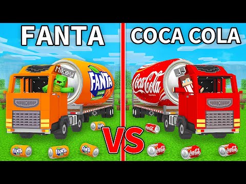 JJ's COCA COLA Truck vs Mikey's FANTA Truck Build Battle in Minecraft - Maizen