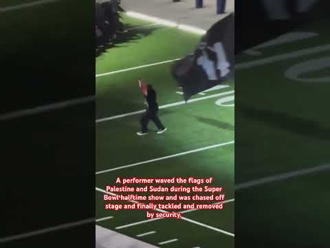 A performer waved the Palestine  during the halftime show and was tackled and removed by security.