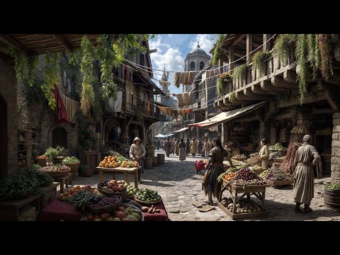 Walking Through the Bustling Medieval Market | Relaxing Medieval Ambient Fantasy Celtic Music