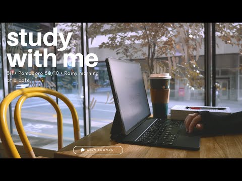 3-HOUR STUDY WITH ME 🌧️ Cozy Morning at a Cafe / rain sounds / Pomodoro 50/10 / No Music [Ambient]