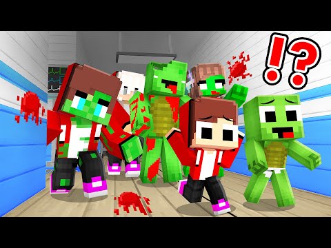 BABY JJ and Mikey ESCAPE from their ZOMBIE FAMILY in HOSPITAL in Minecraft - Maizen