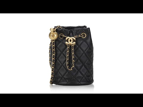 Chanel Lambskin Pearl Crush Drawstring Bag Black