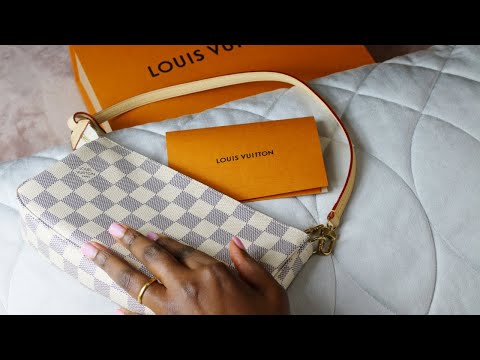 LOUIS VUITTON POCHETTE ACCESSOIRES UNBOXING, DAMIER AZUR | ASMR, NO TALKING