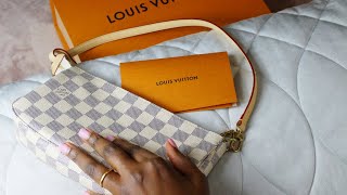 LOUIS VUITTON POCHETTE ACCESSOIRES UNBOXING, DAMIER AZUR | ASMR, NO TALKING