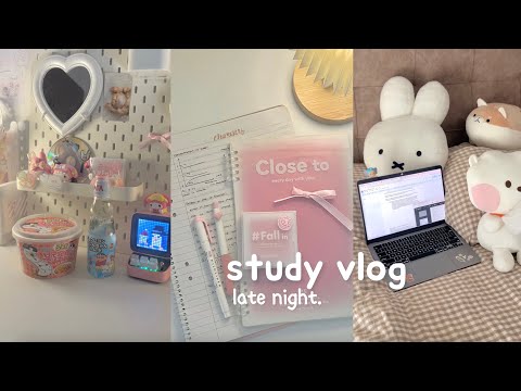 Late night study vlog 🎀preparing for finals week, cute foods, being productive, pulling all nighters