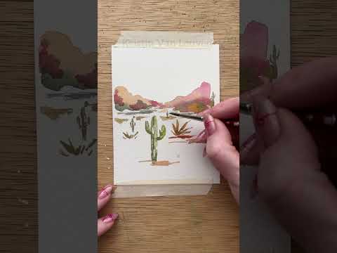 Watercolor desert…with snow! Day 10 of watercolor holiday card making