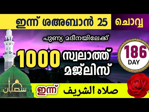 ഇന്ന് ശഅബാൻ 25 ചൊവ്വ ഇന്നത്തെ 1000 സ്വലാത്ത് മജ്‌ലിസ്.swalath swalathan shareef lak ishq madina.