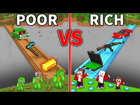 JJ's Family RICH Bridge vs Mikey's Family POOR Bridge Survive Battle in Minecraft - Maizen