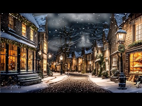 WINTER COLONIAL VILLAGE AMBIENCE-FALLING SNOW-NATURE SOUNDS-RELAXING & COZY HOLIDAY ASMR