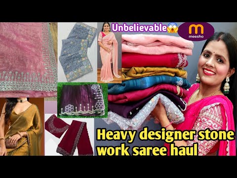 Meesho Trending Saree Haul 😘|| Stone Work || Latest Designer & Partywear Haul | Meesho Haul