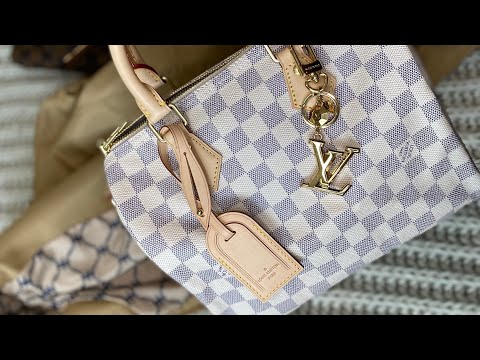 LV Speedy Bandoulière 25 Damier Azur review, what’s in my bag #louisvuitton #lvspeedy