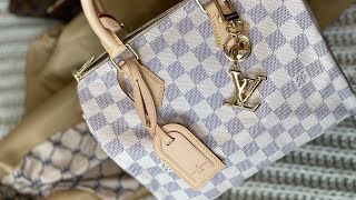 LV Speedy Bandoulière 25 Damier Azur review, what’s in my bag #louisvuitton #lvspeedy