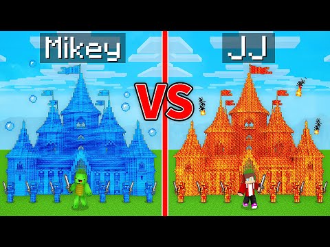 JJ's LAVA Kingdom vs Mikey's WATER Kingdom Survive Battle in Minecraft - Maizen