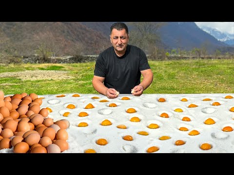 Typical Life In An Azerbaijani Village! Cooking A Huge Roll In The Stove For All The Kids!