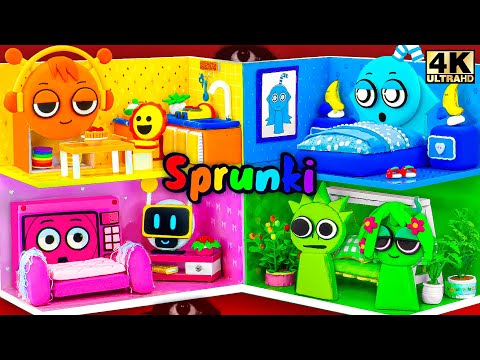 INCREDIBOX SPRUNKI & HORROR VERSIONS | Build 4 Color House has Lily X Aqua & Oren Room for Cardboard