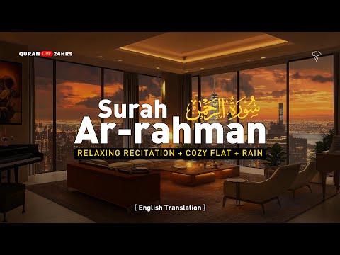 Most relaxing recitation of Surah Ar-Rahman (سورة الرحمن) | Cozy Flat + Rain