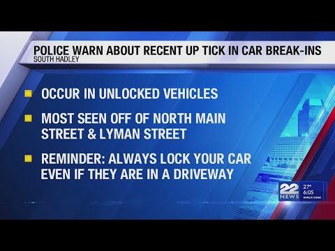 South Hadley police warn residents of uptick in car break-ins