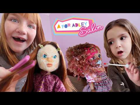 MiNi DOLL SALON and SPA!!  Adley & Navey give their dolls a Fashion Makeover! neighbor Ninja Twins