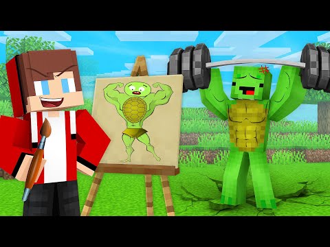 JJ and Mikey Use DRAWING MOD to BECAME STRONG in Minecraft! - Maizen