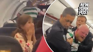 Vicious airline passenger brutally beating flight attendants, cops and terrifies a little girl