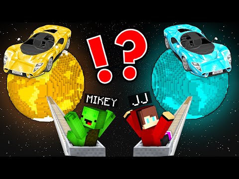 JJ and Mikey Found ROAD to TOYOTA SUPRA DIAMOND vs GOLD PLANET in Minecraft Maizen!