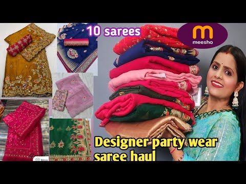 Meesho saree haul/Meesho Designer saree haul/Party wear saree/Net saree