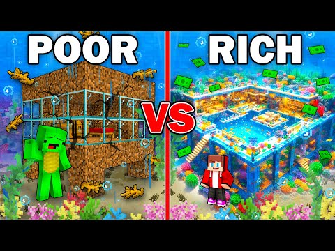 Mikey POOR vs JJ RICH Underwater Base Survival Battle in Minecraft (Maizen)