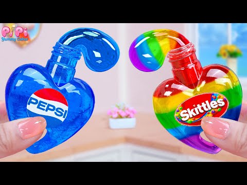 👋 How To Make Frozen Miniature PEPSI & SKITTLES Rainbow Honey Jelly In A Bottle🍯 Pipi Yummy Cakes