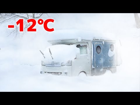 -12℃ Sleeping in the car/Light camper buried in heavy snow during this season's strongest cold wave