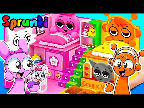 Incredibox Sprunki | DIY Build Oren x Pinki Edition New House with Wenda, Grey Room from Cardboard