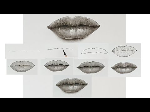 How to draw girl's lips by pencil with easy ways.