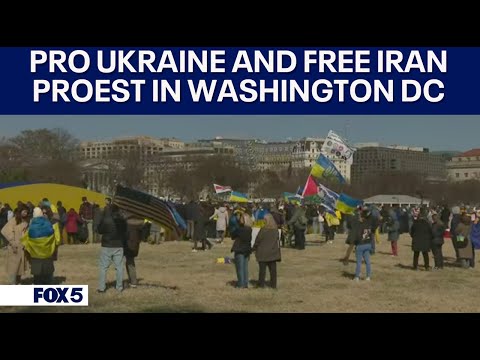 Pro-Ukraine and Free Iran protest take place in Washington DC