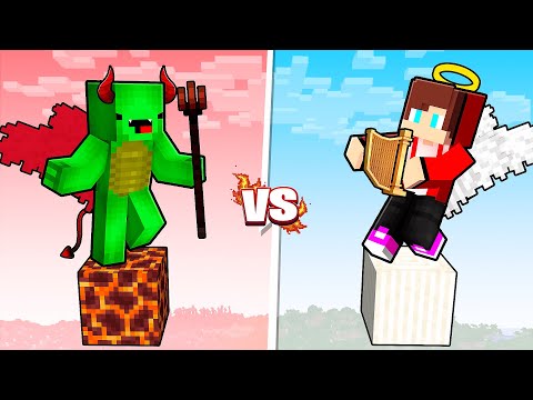 DEMON Mikey VS ANGEL JJ: ONE BLOCK BATTLE In Minecraft - Maizen