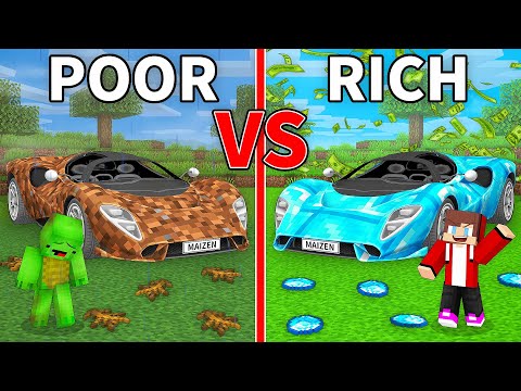 JJ's RICH vs Mikey's POOR LAMBORGHINI Car Battle in Minecraft - Maizen