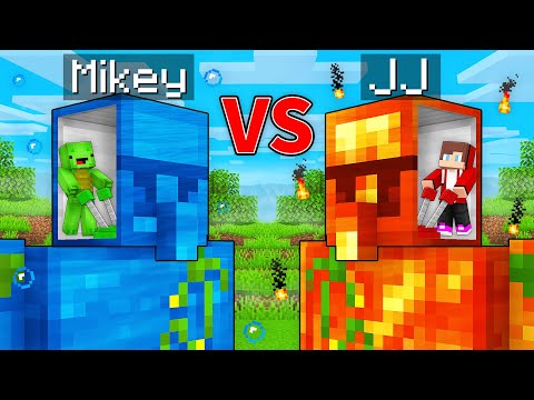 JJ's LAVA Golem vs Mikey's WATER Golem Survive Battle in Minecraft - Maizen