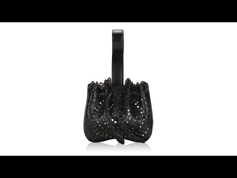 Alaia Lux Calfskin New Vienne Rose-Marie 16 Mini Bucket Bag Black