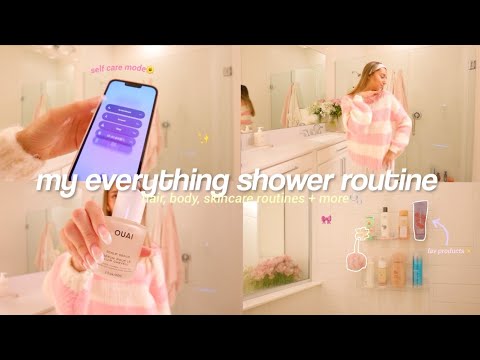 MY EVERYTHING SHOWER ROUTINE🎀🫧 body care, haircare, skincare + more!