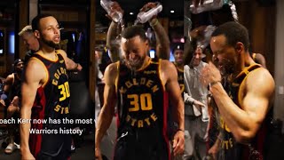 Steph Curry HILARIOUS surprise shower in locker room after 4000 career threes