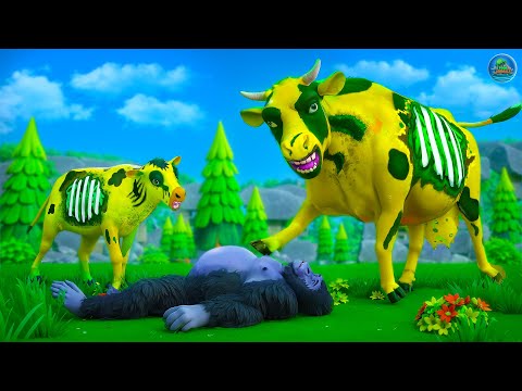 Zombie Cow Family Attack: Gorilla's Heroic Adventure: Saving Farm Animals | Animal Rescue Videos