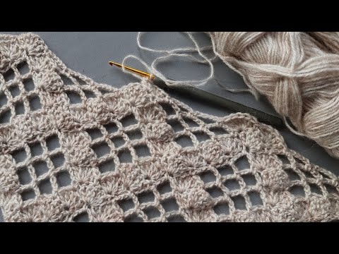 Geometrik Şal Modeli 💠 Şal Tasarımında Simetri ve Asimetri Önemli 😊 Crochet Shawl 🧶