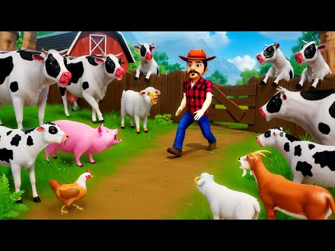 Farm Diorama: A Day in the Life of a Hardworking Farmer | Caring for Cows, Pigs, Sheep & Fields