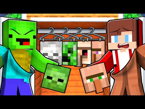 JJ and Mikey Use VILLAGER vs ZOMBIE Skin to BATTLE in Minecraft - Maizen