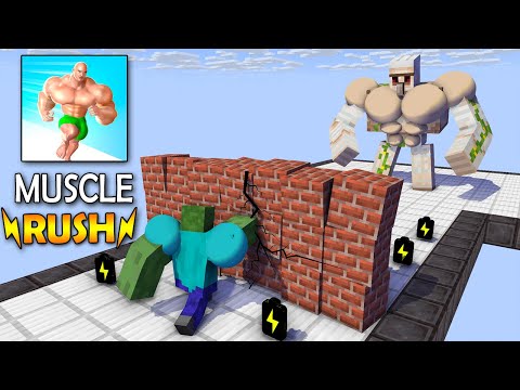 Monsters & Herobrine: MUSCLE RUSH RUN - Minecraft Animation