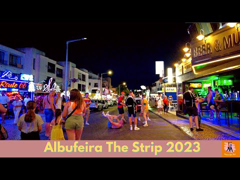 Albufeira Portugal The Strip | 2023 | HD | Summer | Algarve | Monte Choro Nightlife | HereWeGoWalks