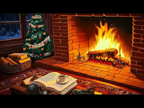 cozy fireplace with vintage oldies playing in another room for relaxation