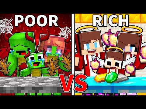 JJ's RICH Angels vs Mikey's POOR Devils FAMILY Battle in Minecraft - Maizen