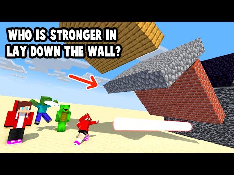 Monsters & Herobrine JJ & Mikey : WHO IS STRONGER IN LAY DOWN THE WALL - Maizen Minecraft Animation